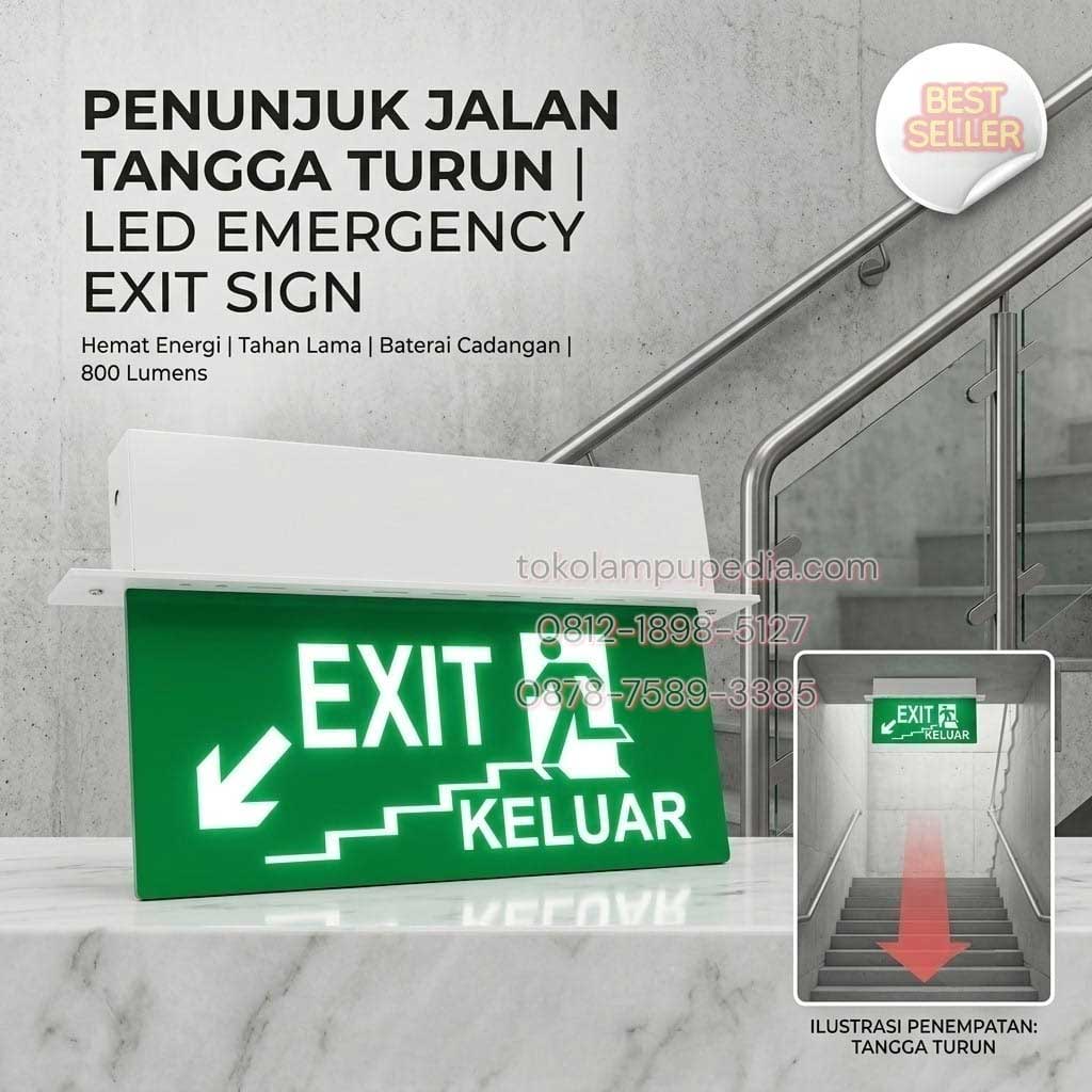 lampu penunjuk tangga turun exit 3w