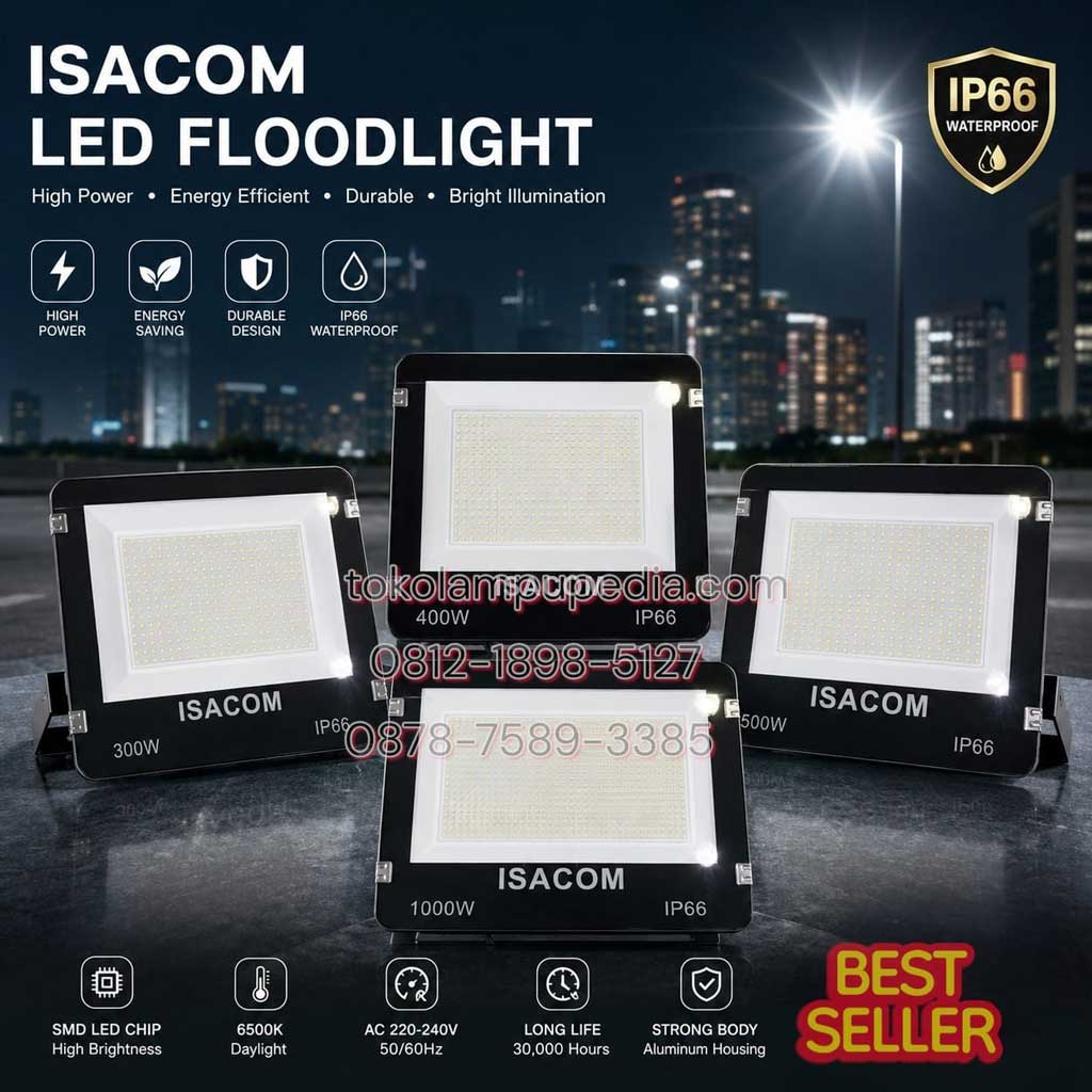 lampu sorot isacom led 500w