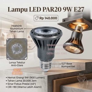 lampu led par20 9w 3000k