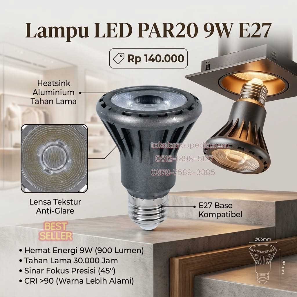 lampu led par20 9w 3000k