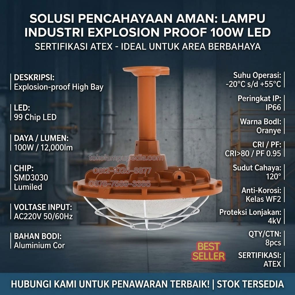 lampu industri explosion proof led 100w