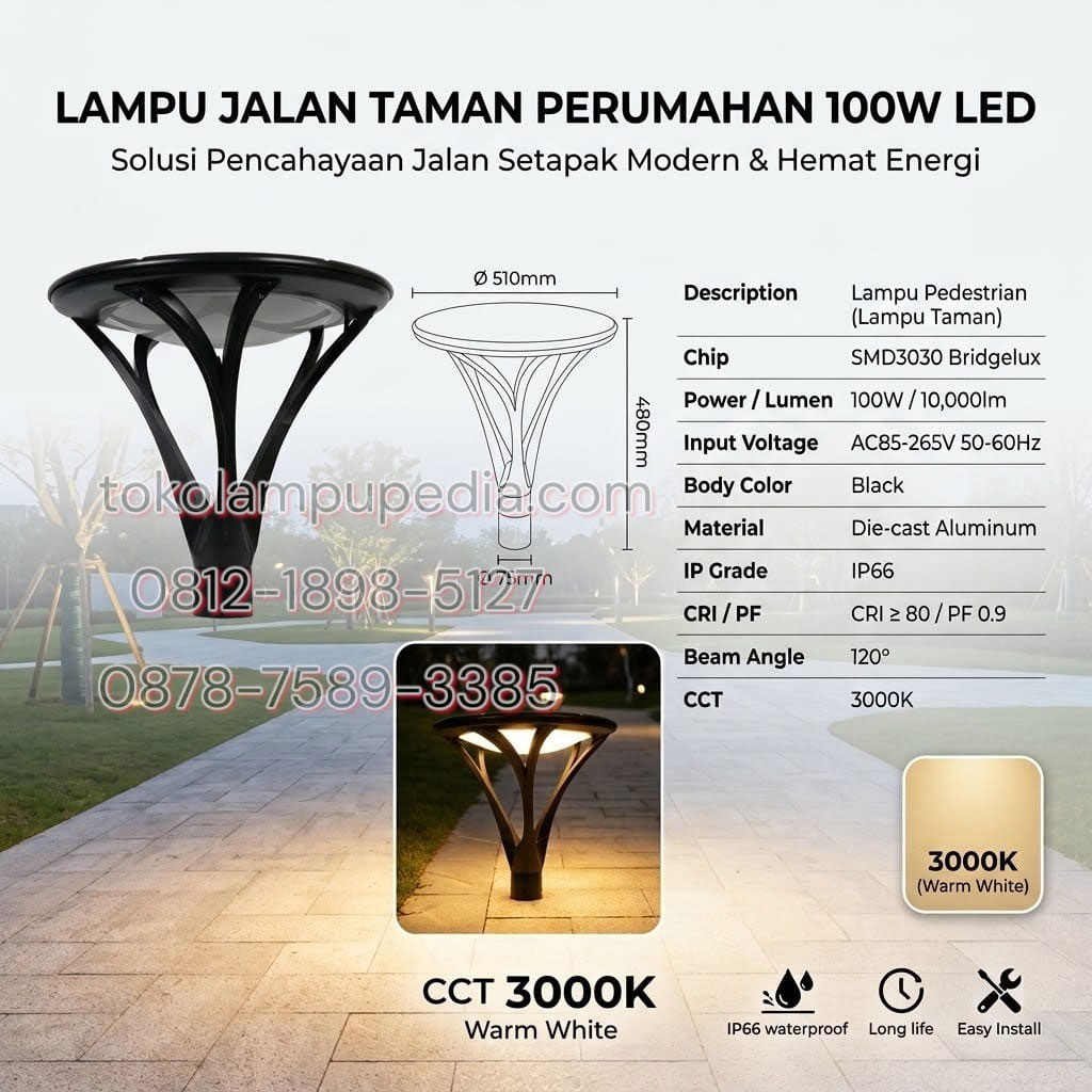 lampu jalan taman perumahan 100w led