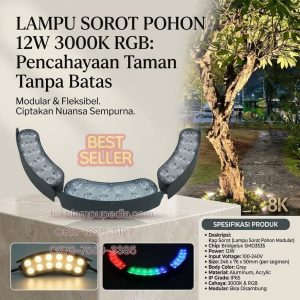 lampu sorot pohon 12w rgb 3000k