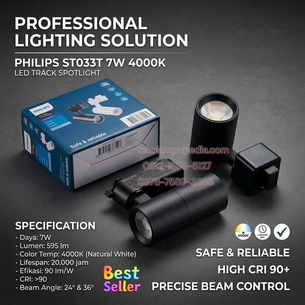 lampu track spotlight philips 7w st033